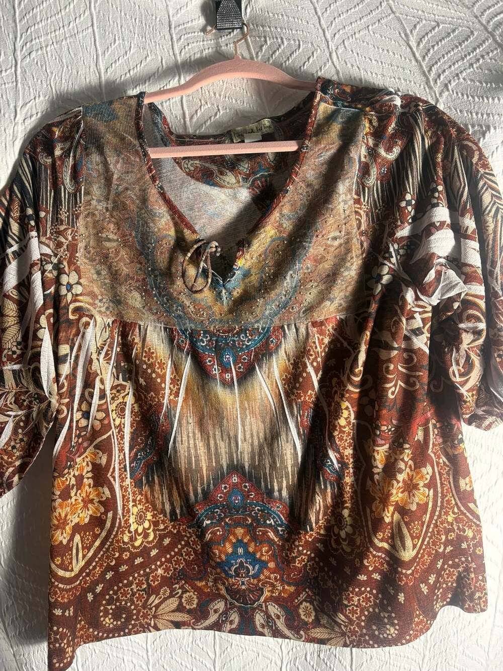 Live and Let Live Woman Paisley Floral Boho Tunic Top Size 1X